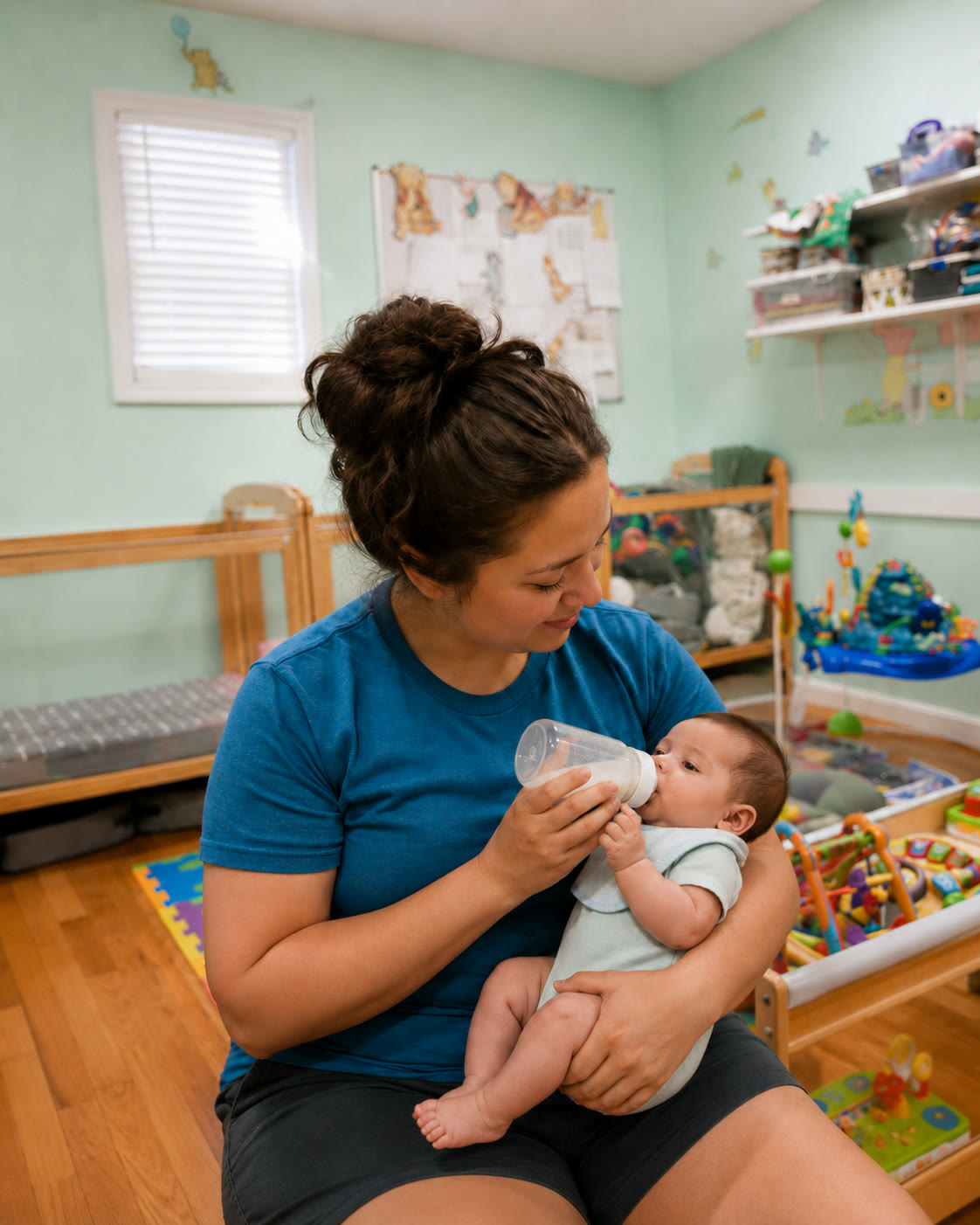 ABC Academy instructor feeding an infant