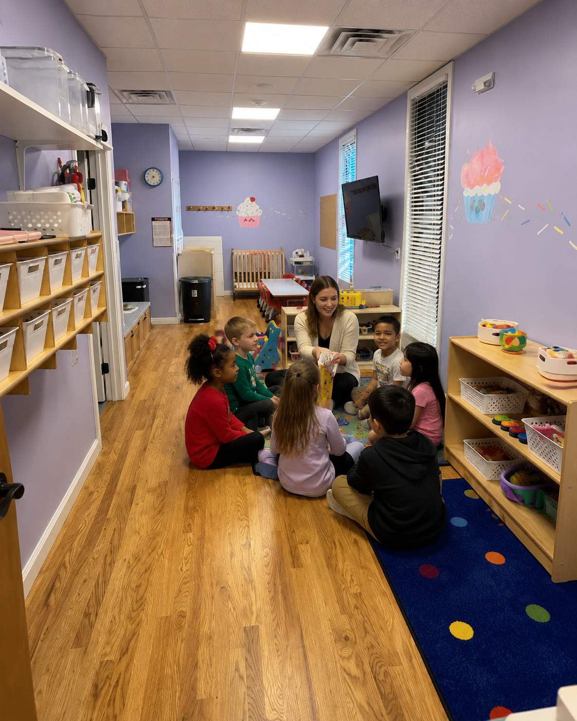 Pre-K teacher student lesson in classroom